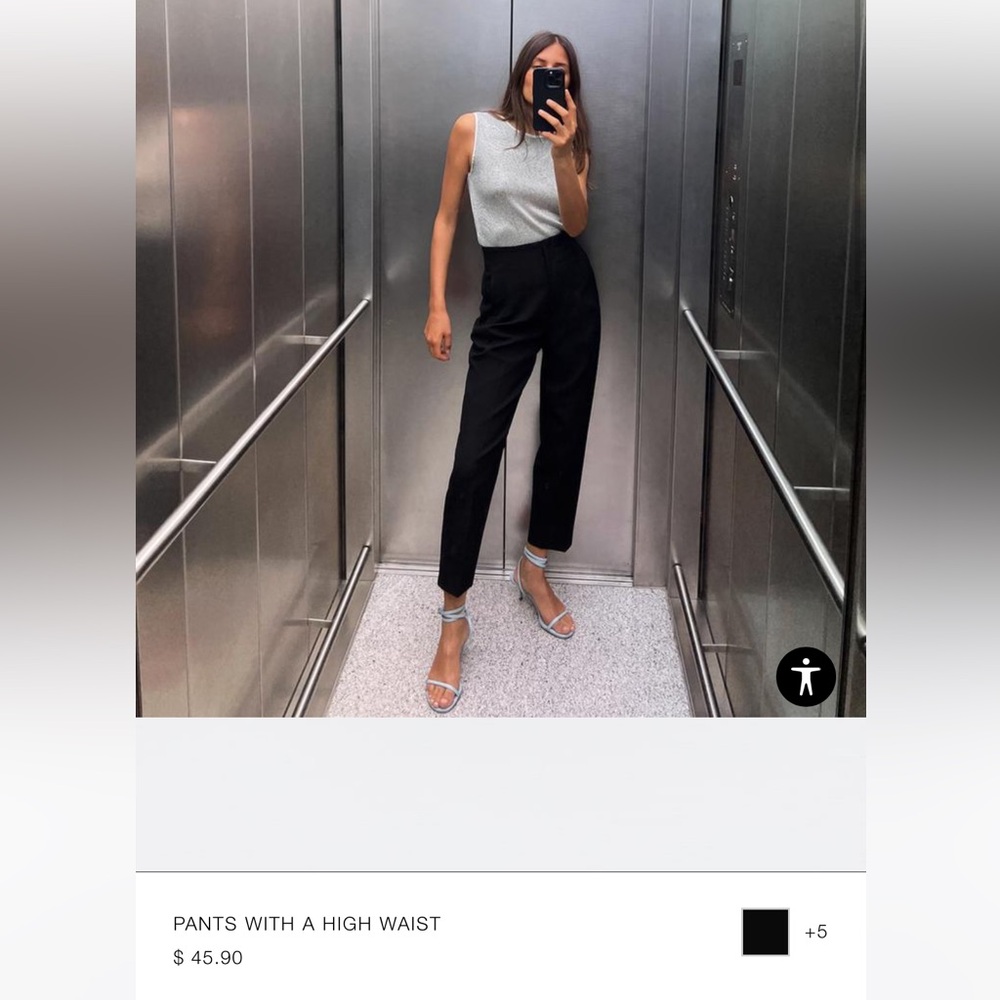Zara High Waisted Trousers- Black